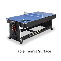 Haute qualité 7FT 4-en-1 Table de jeu multifonctionnelle Flip Billard Piscine Air Hockey Table Tennis Table À Manger MDF Coussin Matériel