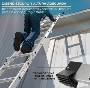 <span class=keywords><strong>Escalera</strong></span> Plegable <span class=keywords><strong>de</strong></span> Aluminio Recta Multiposición <span class=keywords><strong>de</strong></span> 3.3 Metros, Versátil, Antideslizante, 12 Peldaños, Alta Calidad, para Interiores - Product Image 5