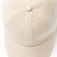 Casquette de baseball non structurée en coton crème non marquée, style vintage délavé, six panneaux, réglable avec boucle métallique