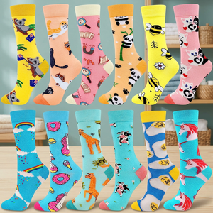 Chaussettes unisexes en coton tricotées pour l'hiver, écologiques, amusantes, colorées, à motifs, personnalisées, tendance, en jacquard, avec broderie planète - Product Image 3