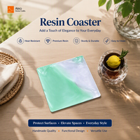 Sous-verres carrés perlés verts personnalisés Aleo, tapis antidérapants en résine pour boissons, design moderne pour la maison et la cuisine, isolation thermique