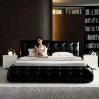 Lit king-size moderne et simple de style italien de luxe pour petits appartements, lit double en cuir avec certifications ROHS CE IOS9001 SGS