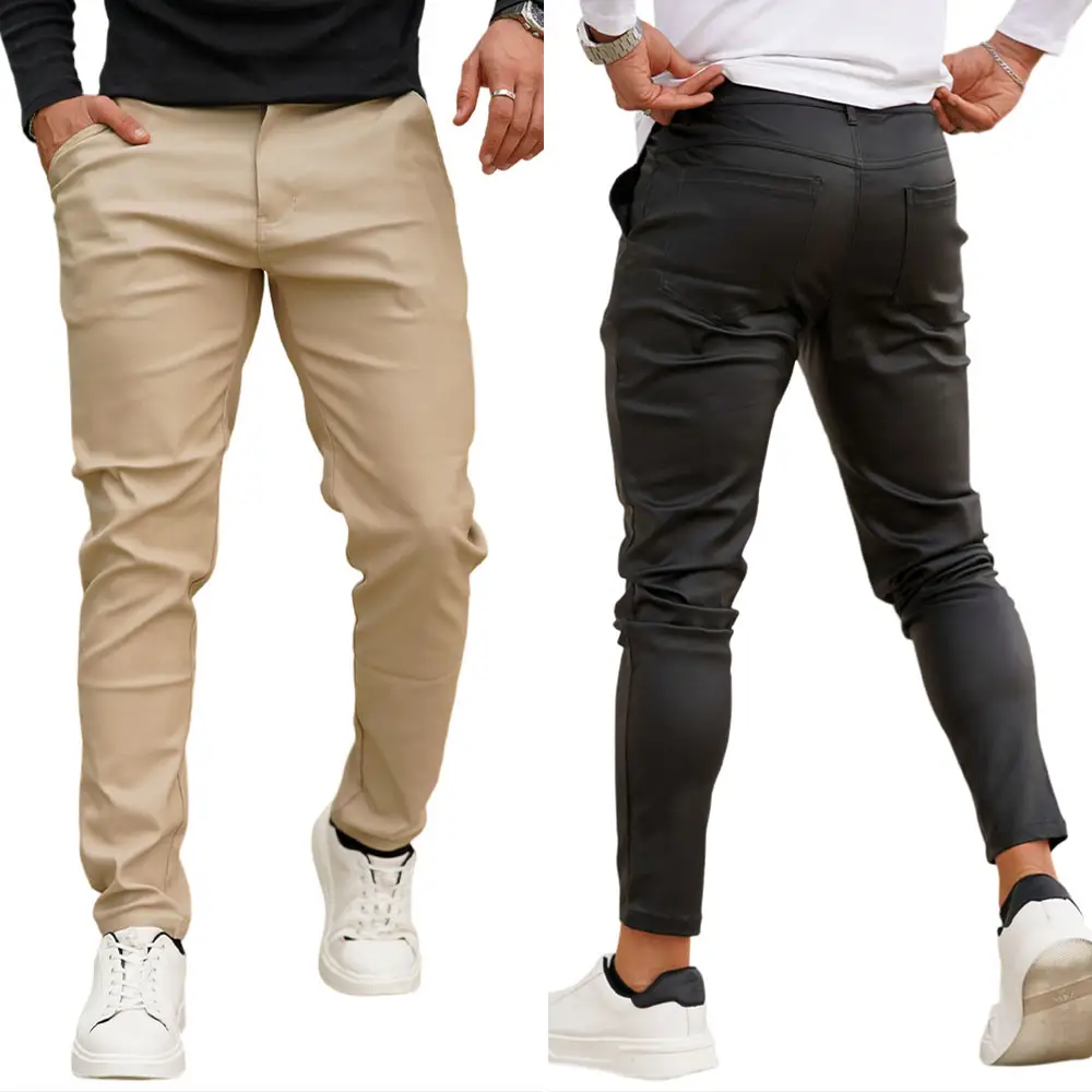 Pantaloni di alta qualità da motociclista pantaloni di pelle per gli uomini tinta unita pantaloni di pelle Skinny