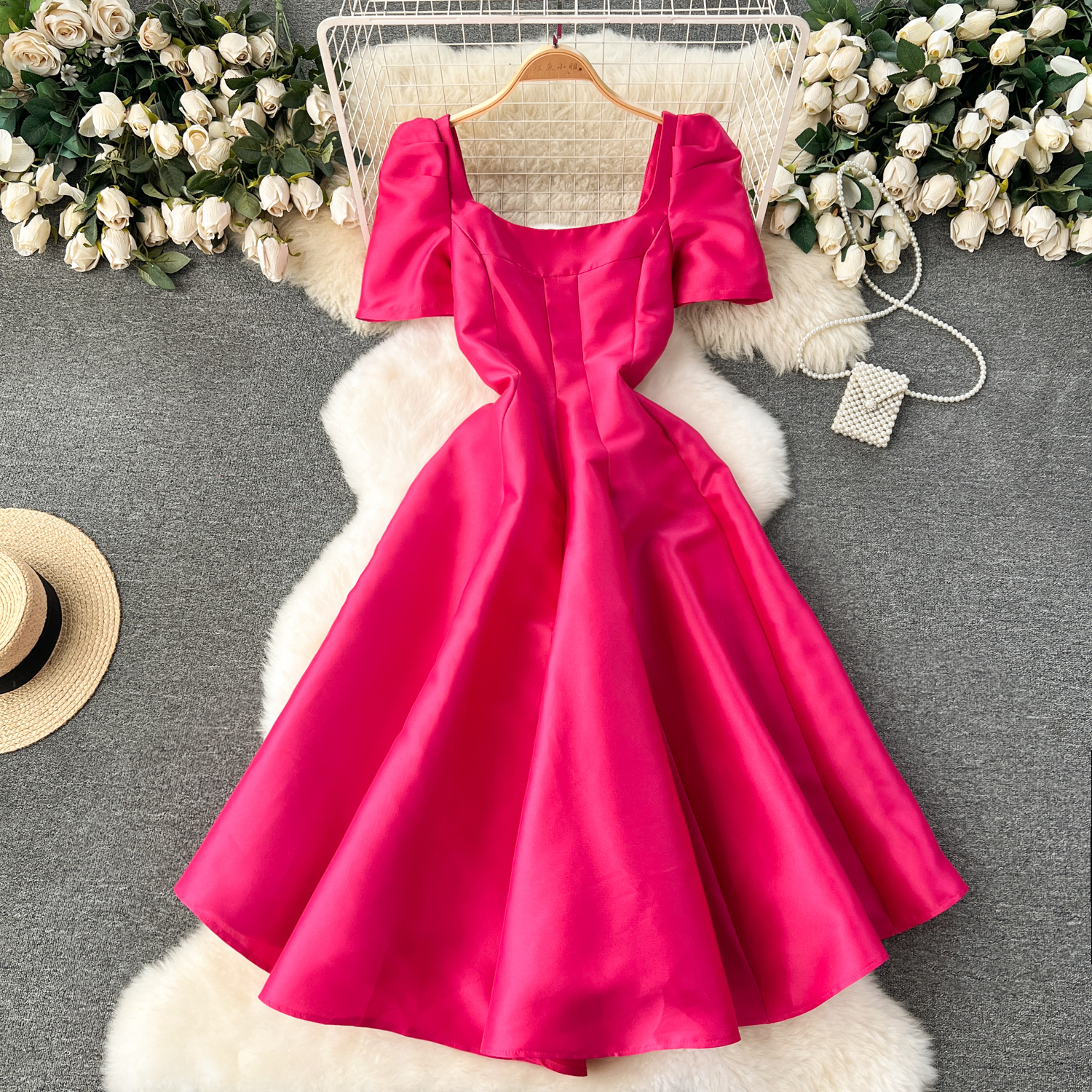 red casual midi dress midi red dress Wine Red Ruched A-Line Slip Midi Dress
