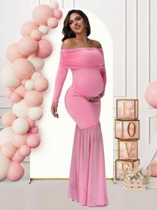 Vestidos de Maternidad para Sesión de Fotos, con Aberturas en los Hombros y Cola de Pez, Ropa para Baby Shower, Vestido Elegante para Fiesta de Noche para Mujeres Embarazadas - Product Image 5