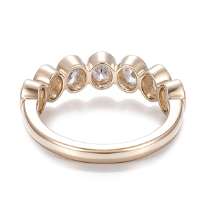 Anillo de eternidad Haf con bisel ovalado, banda de oro macizo de 10k, 14k, 18k, con diamantes cultivados en laboratorio, unisex, para boda, fabricación de joyería personalizada. - Product Image 2
