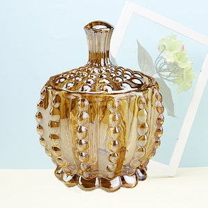 Wholesale empty glass candle jars for candle making amber candle vessels with lid and box in bulk supplies