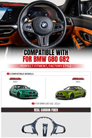 Garniture de panneau de commande de volant en fibre de carbone sèche Perfiply pour BMW G80 M3/G82 M4 2021+ – Amélioration intérieure