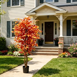 Hot Sale Artificial Autumn Banyan <b>Tree</b> Fall Colors Faux Ficus Plant No Watering Knock Down Design for Home Office Wedding Party - Product Image 4