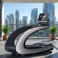 Caminadora Eléctrica Curva de Grado Comercial con Monitoreo Inalámbrico de Frecuencia Cardíaca, Material ABS, Motor de 5HP, Pantalla LCD e Inclinación Automática