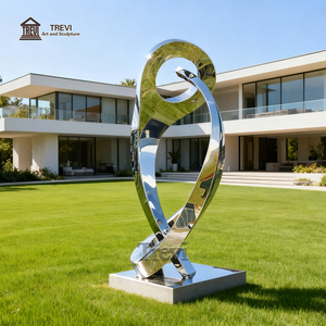 Trevi Nghệ Thuật Bất Động Sản Tùy Chỉnh Thiết Kế Hiện Đại Kim Loại Nghệ Thuật Cao Đánh Bóng Thép Không Gỉ Trừu Tượng Điêu Khắc Tượng Cho Ngoài Trời Sân - Product Image 3