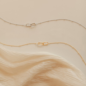 EManco Collier Infini à Maillons en Acier Inoxydable, <span class=keywords><strong>Pendentif</strong></span> Double Trombone Géométrique, Bijoux Simples et Tendance pour Femmes, Vente en Gros - Product Image 5