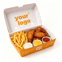Boîte à emporter en papier écologique personnalisée, imprimée, résistante à l'huile, pour poulet frit, emballage pour snacks