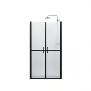 Frosted Shower Door 28.7''-29.9''x74.8'' With <b>Frame</b> Hinge <b>Black</b> Tempered Glass - Product Image 1