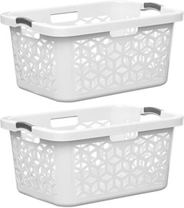 Giỏ đựng đồ giặt-Giỏ đựng đồ giặt lớn 2 giạ có tay cầm-Cản trở bằng nhựa có thể xếp chồng lên nhau cho quần áo bẩn - Product Image 1