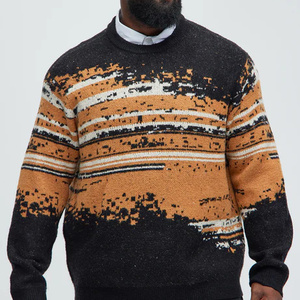 Suéter de punto Jacquard de mezcla de lana de estilo artístico Retro <span class=keywords><strong>italiano</strong></span> para hombre, suéter de bloque de color de estilo callejero no convencional de moda para hombre - Product Image 1
