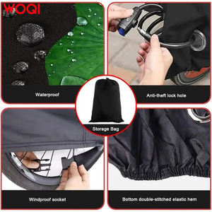 Woqi – housse de vélo imperméable à l'eau, protection UV d'extérieur, épais, 210D Oxford, coupe-vent, UV, neige, antirouille, avec trou de verrouillage - Product Image 5