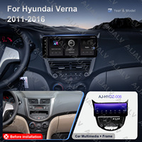 Ensemble radio écran large 12,3 pouces pour HYUNDAI I-25 Accent Solaris Verna 2010-2016 LHD/RHD, cadre de navigation automobile Android noir UV avec câblage