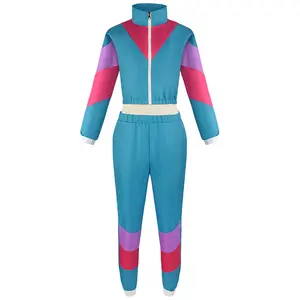 Y2K Vintage 80S Tracksuit Retro Hip Hop Disco Cosplay Bộ Colorblock Trang Phục Thời Trang Phù Hợp Với Quần Áo Bộ