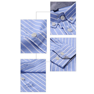 เสื้อเชิ้ตผู้ชายทรงเข้ารูป ปี 2019 ติดกระดุม แขนยาว ลายทาง ผ้าฝ้าย ใส่ได้ทั้งแบบลำลองและเป็นทางการ สำหรับฤดูร้อน มีไซส์ใหญ่พิเศษ ถึงไซส์ 6XL - Product Image 4