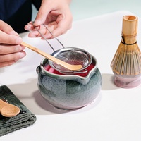 Kit de Cérémonie du Matcha en Céramique en Forme de Grenouille Créative avec Bec Verseur, Chawan et Chasen en Bambou – Vente en Gros