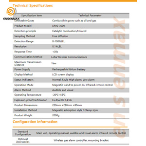 Detector de Fugas de Gas Combustible Digital Fijo ENSENMAX DMG-3000 con Bomba de Succión, <span class=keywords><strong>Alarma</strong></span> Sonora y Luminosa, Alta Precisión, Personalizable ODM/OEM - Product Image 4
