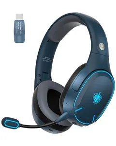 Q6 หูฟังไร้สายสเตอริโอ Bluetooth หูฟังแบบครอบหูพร้อมไมโครโฟนตัดเสียงรบกวน 3.5 มม.หูฟังสําหรับเล่นเกมแบบมีสายชุดหูฟังสีฟ้า