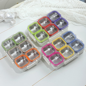 Boîte à lunch de luxe en acier inoxydable 2026, vente en gros, logo personnalisé, boîte bento avec poignée et compartiments, conteneur alimentaire scolaire pour enfants - Product Image 2