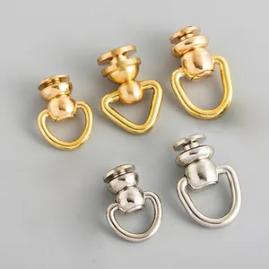 10/13/15mm Bag Hardware Accessories Leather Craft Screw Triangle Shape Rotary D Ring Loops Swivel Clasp Solid Brass Screw Rings