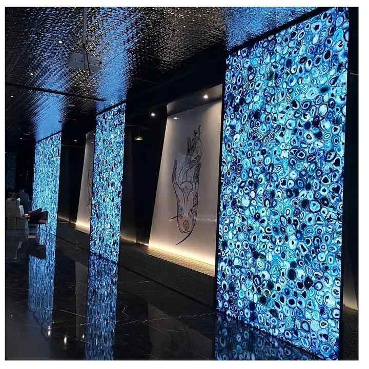 High Quality Blue Onyx Stone Slab Price Background Wall For Bar Floor Tile Stone