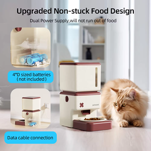 HEYBO-Dispensador de comida para animales pequeños con tazón de cerámica, dispositivo inteligente con <span class=keywords><strong>WiFi</strong></span> de 3,5 l, diseño de mermelada a prueba de granos - Product Image 6