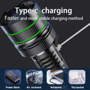 Linternas LED de alta potencia de 1000000LM, linterna recargable por USB, linterna de luz fuerte, antorcha para acampar y pescar - Product Image 5