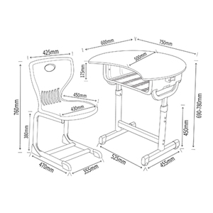 Có thể điều chỉnh lớp học đồ nội thất trường Bàn và ghế <span class=keywords><strong>2</strong></span> sinh viên đại học đôi trường Bàn Thép MDF gỗ trường bàn - Product Image 5