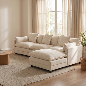 [Stock US] <span class=keywords><strong>Canapé</strong></span> modulaire en chenille moderne de 108 pouces, livraison rapide, <span class=keywords><strong>canapé</strong></span> d'angle en forme de L avec ottoman pour appartement et hôtel - Product Image 4