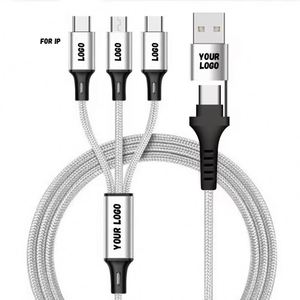 Custom Logo <b>Multi</b> Phone <b>Charger</b> Fast Charging Nylon Universal USB PD 3 4 5 in 1 Cable for Promotional Gifts - Product Image 6