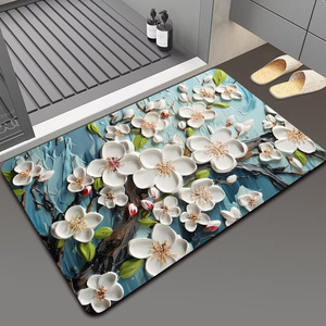 CF personnalisé 3D peinture à l'huile Floral diatomite <span class=keywords><strong>tapis</strong></span> de bain séchage rapide antidérapant <span class=keywords><strong>tapis</strong></span> en caoutchouc pour salle de bain toilette Style moderne hôtels - Product Image 2