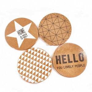 Modern Round Wooden <b>Coaster</b> Custom Engraved <b>Cork</b> Cup Mats Personalized Silk Screen Printed Pad for Tables - Product Image 1