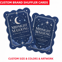 Cartes de Mahjong de luxe imprimées UV, motif Midnight Mahjong, pour mélange de tuiles de Mahjong américain, découpées à la forme ondulée festonnée