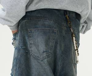 Pantaloni da uomo con doppio <span class=keywords><strong>sartoriale</strong></span> Jeans pesanti strappati Jeans da uomo Vintage blu alla <span class=keywords><strong>moda</strong></span> - Product Image 6