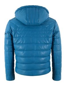 Blouson en cuir Nappa bleu électrique 100 % véritable personnalisé pour homme avec capuche, doublure chaude, marque privée, OEM, tendance hiver, vêtement d'extérieur - Product Image 3