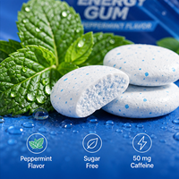 Chewing-gum énergétique sans sucre, marque privée OEM, caféine naturelle, L-théanine, vitamines B, saveur menthe verte, complément alimentaire