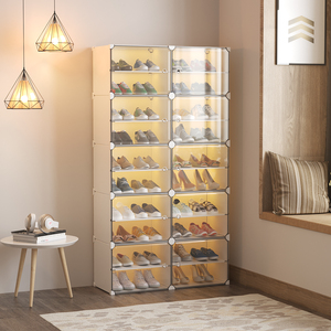 Prateleira de Sapatos Moderna <span class=keywords><strong>DIY</strong></span> Multi-Camadas com Caixa Transparente de PP Armário de Armazenamento à Prova de Poeira para Sala de Estar Casa Dormitório - Product Image 1