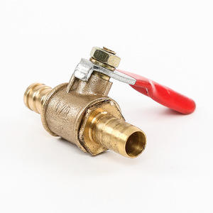 Valvola a sfera a doppia estremità in ottone con impugnatura rossa, piccola valvola a sfera pneumatica diritta <span class=keywords><strong>per</strong></span> inserimento nel tubo - Product Image 3