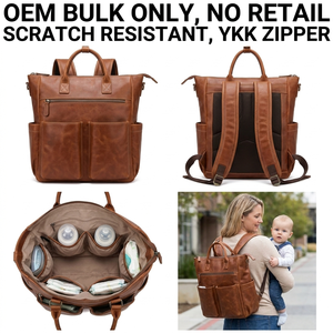 Borsa Fasciatoio OEM in Pelle PU Impermeabile, Grande Capacità, Convertibile, per Neomamme e Gite con il Bambino - Product Image 1