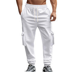 Pantalon de survêtement cargo doublé polaire pour hommes, taille élastique, respirant, multi-poches, décontracté, pour les loisirs, style automne-hiver - Product Image 3