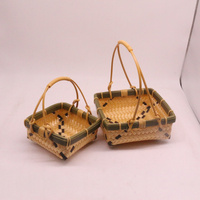 Panier de rangement en PP tissé à motif bambou avec poignées, qualité alimentaire, imperméable, résistant aux moisissures, durable, pour servir des raviolis et du pain