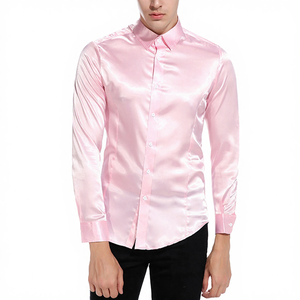 Camisa de Vestir de Satén de Algodón Brillante para Hombre, Talla Grande, Estilo Casual de Negocios, Corte Entallado, Antiarrugas, Cierre de un Solo Botón - Product Image 4