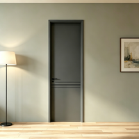 Portes intérieures de maison en alliage d'aluminium à grain de bois, étanches, insonorisées, à ouverture latérale, pour villa, chambre et salle de bain, surface finie