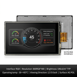 Module LCD TFT A-Si TMK 7 pouces 800x480 avec rétroéclairage LED RGB, interface 50 broches, luminosité 540 nits, température de fonctionnement -30~85°C, pour applications industrielles - Product Image 1