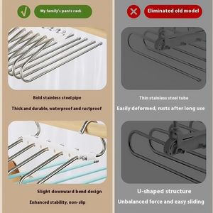 Porte-pantalons en acier inoxydable à forte capacité de charge, multicolores, pliable, 5 niveaux / 9 niveaux, double antidérapant, organisateur de pantalons pour la maison - Product Image 6